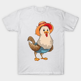 Chicken as Farmer with Hat T-Shirt